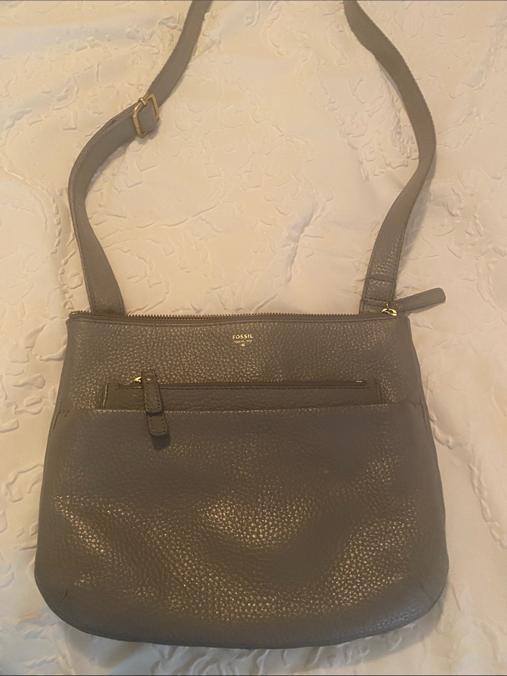 Fossil gray leather crossbody